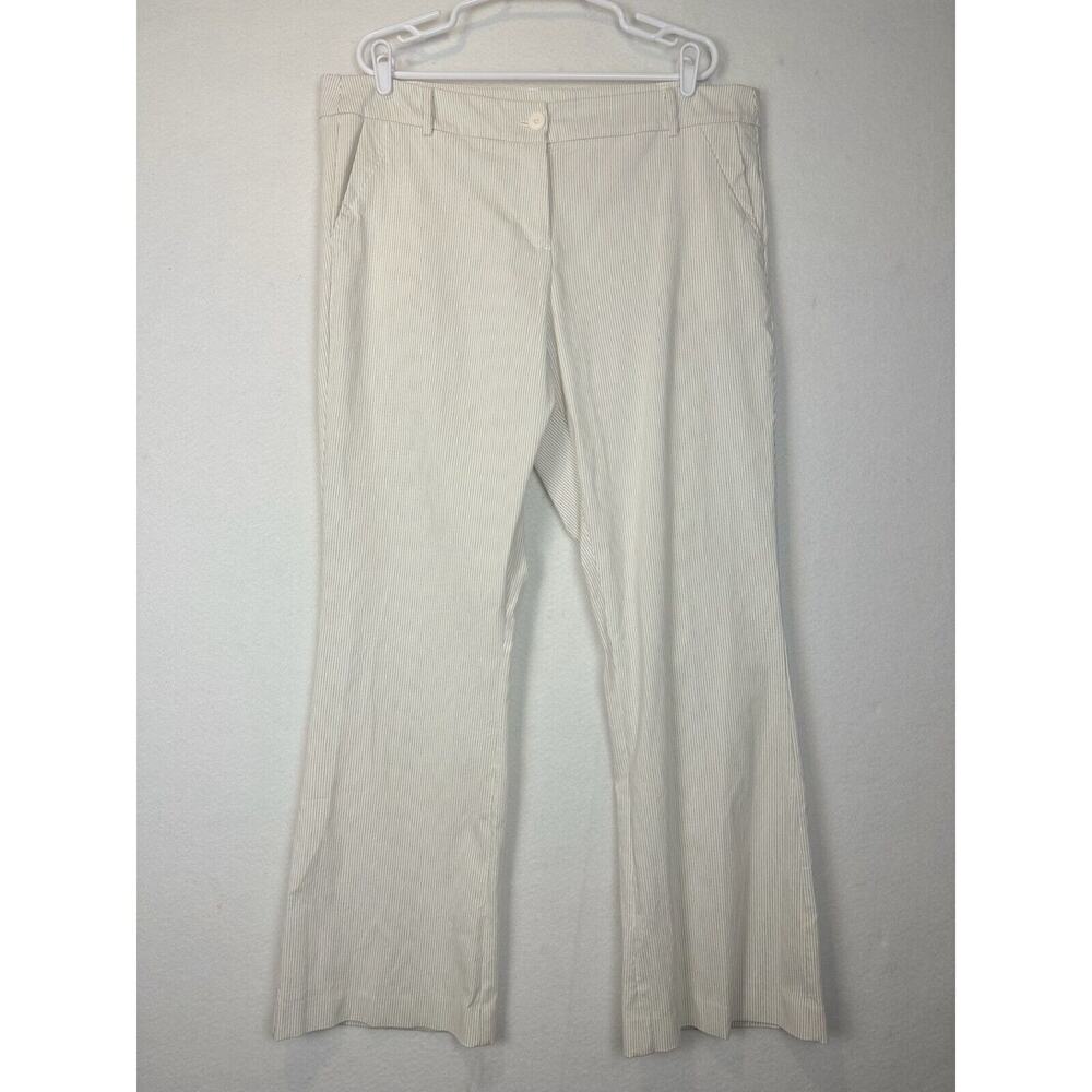 Lane Bryant Pants Womens 20 Pencil Stripe Flat Front Cream Black